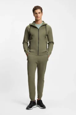 Active Regular-Fit Hoodie mit Reißverschluss und Jacquard-Streifen