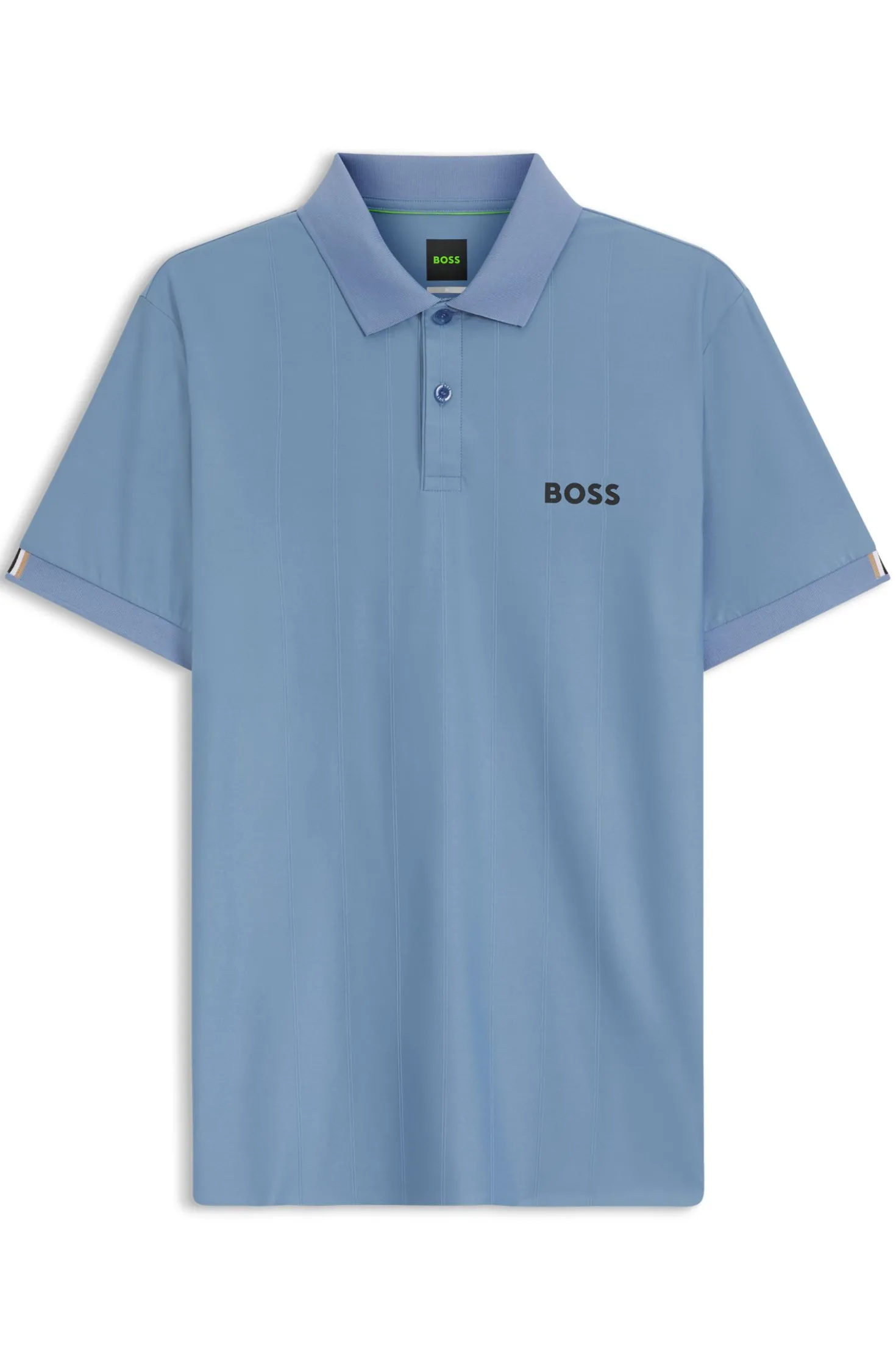 Active Slim-Fit Poloshirt aus gestreiftem Jersey mit Vierwege-Stretch
