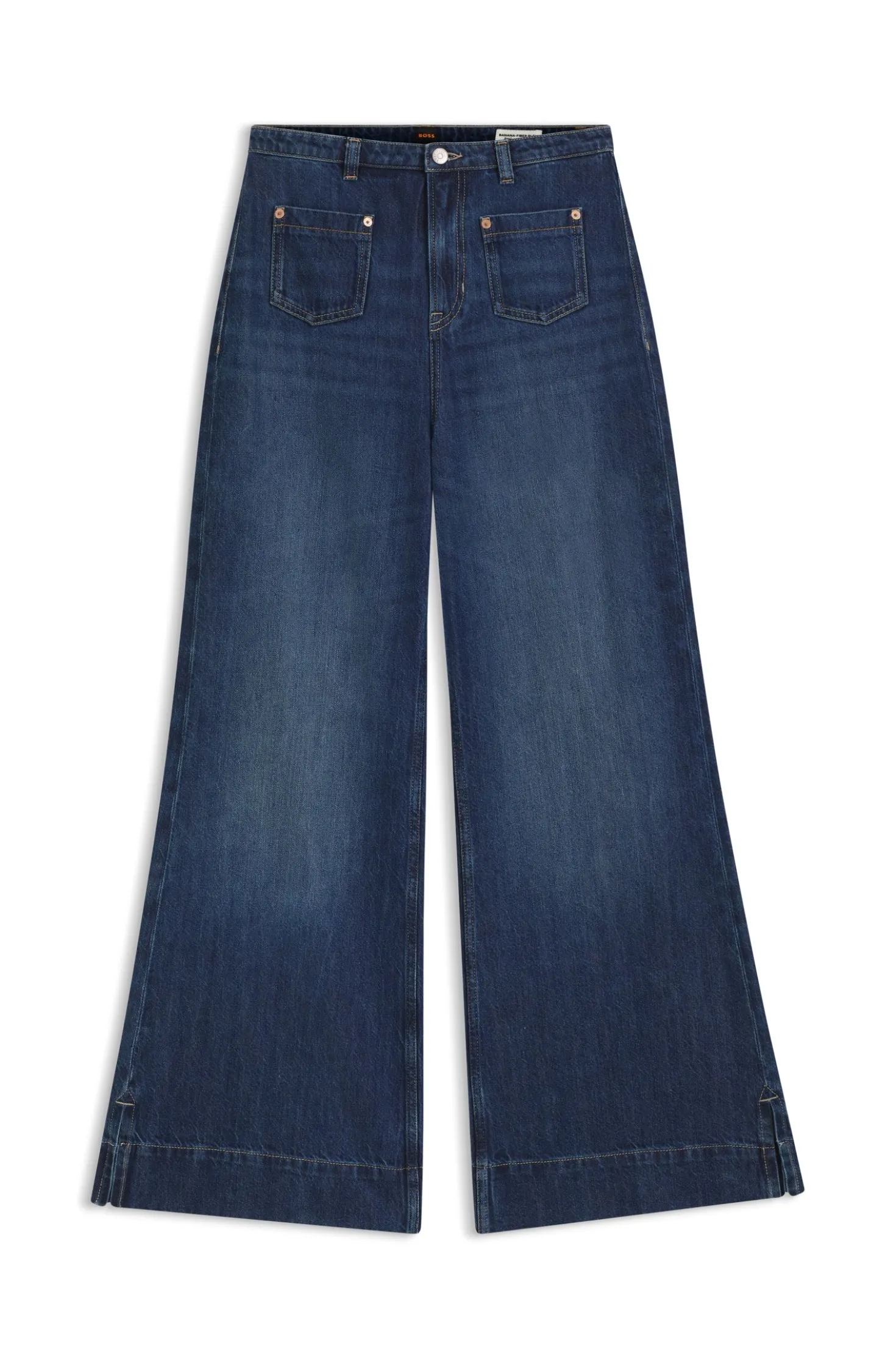 Ausgestellte Jeans aus blauem Denim