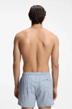 Badeshorts aus Seersucker-Gewebe mit Logo-Stickerei