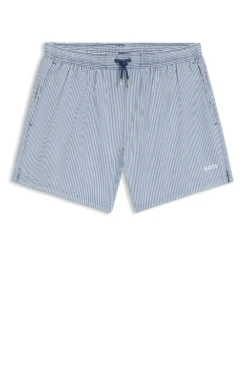 Badeshorts aus Seersucker-Gewebe mit Logo-Stickerei