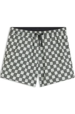 Badeshorts mit Schachbrett-Logos