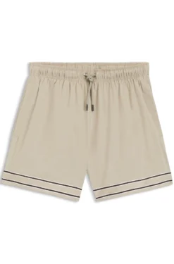 Badeshorts mit Tunnelzug aus Stretch-Gewebe und Bandbesatz