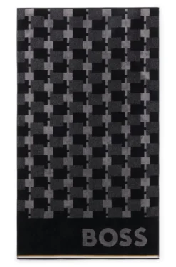 Badetuch aus Baumwoll-Samt mit geometrischem Jacquard-Muster