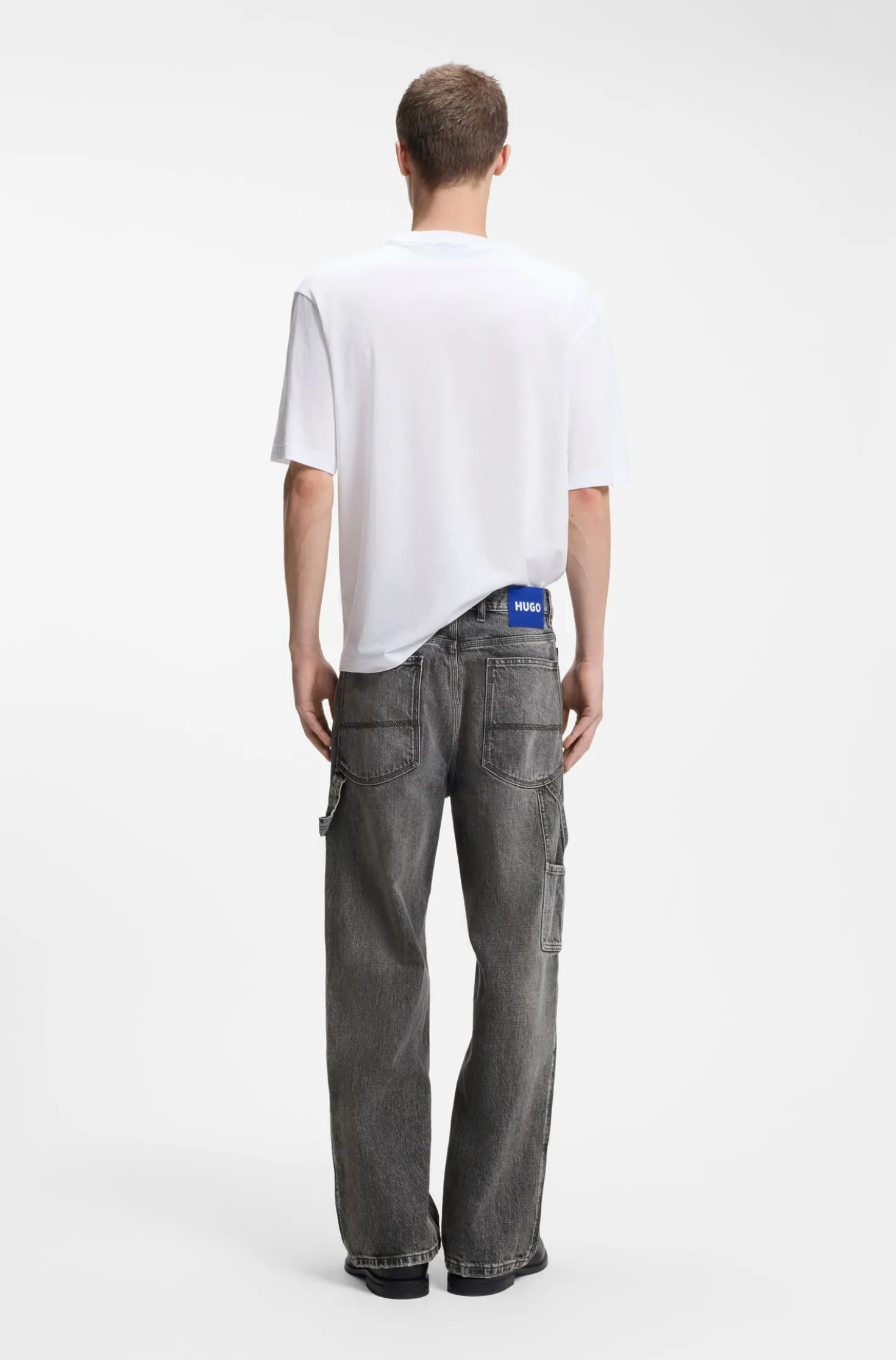 Baggy-Fit Jeans in Schwarz mit Carpenter-Details