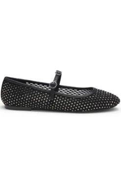Ballerinas aus Glitzer-Mesh mit Schnallenriemen