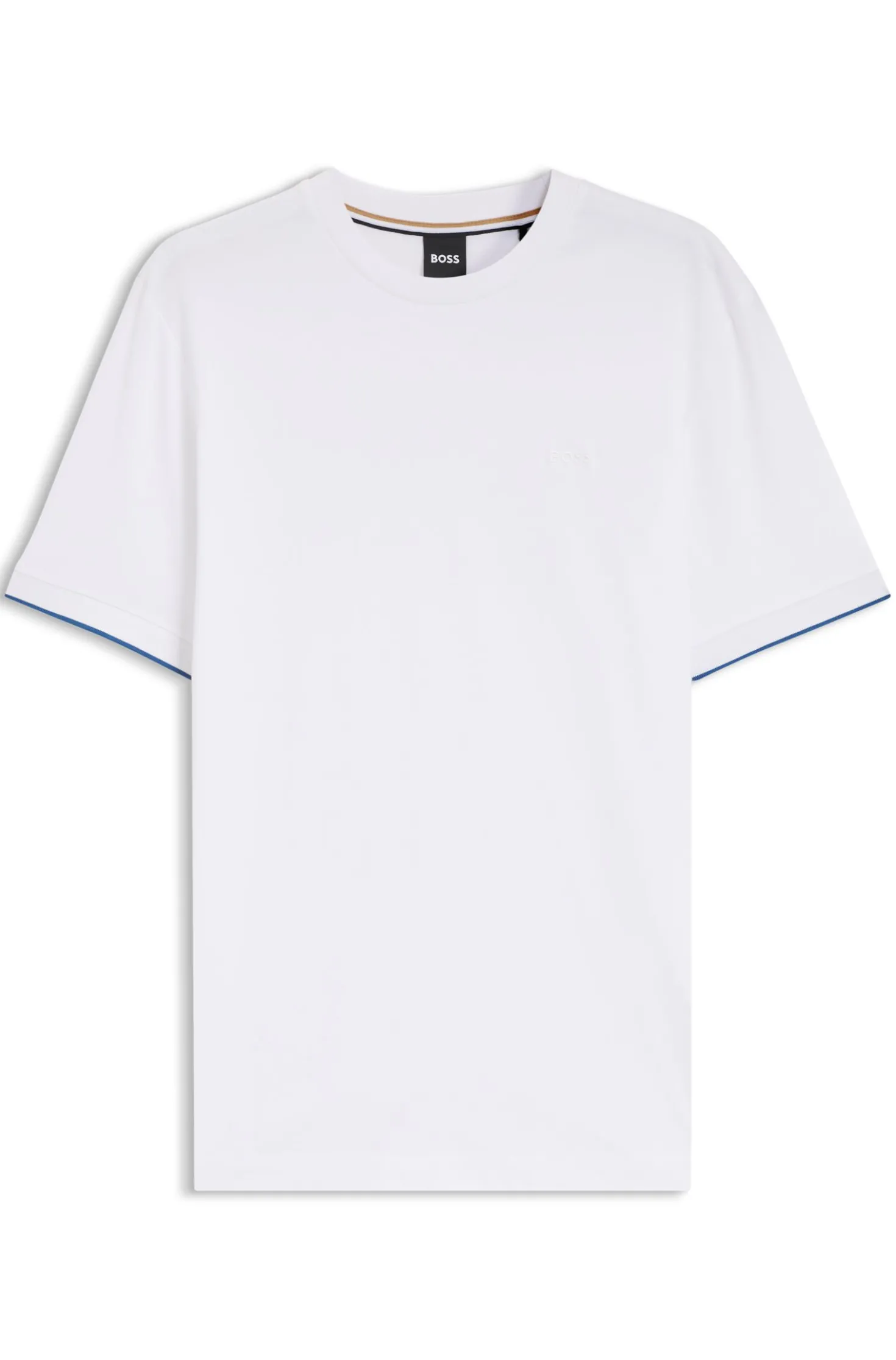 Baumwoll-T-Shirt mit Kontraststreifen an den Ärmelbündchen