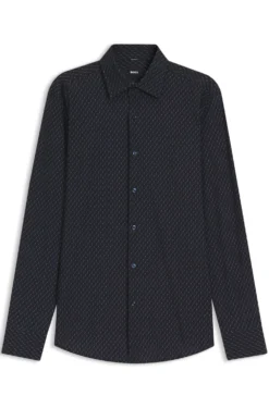 Bedrucktes Slim-Fit Hemd aus funktionalem Stretch-Jersey