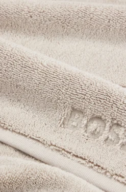 Beige Badematte aus ägäischer Baumwolle mit tonalem Logo