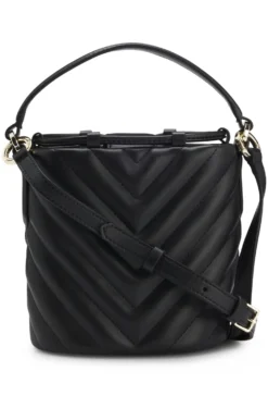 Beuteltasche aus gestepptem Kunstleder mit Stack-Logo