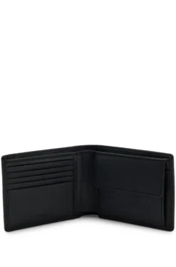 Bifold-Geldbörse aus fein genarbtem Leder mit Logo-Prägung