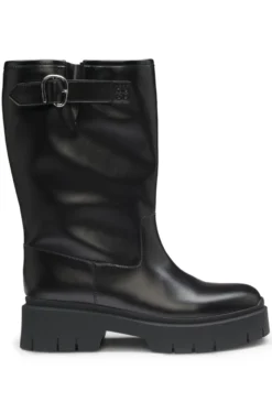 Biker-Boots aus Kunstleder mit Schnallen-Detail
