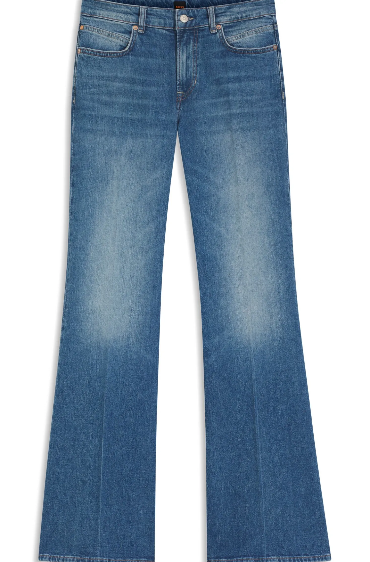 Blaue Bootcut-Jeans aus bequemem Stretch-Denim