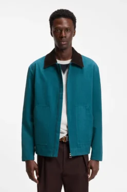 BOSS BY BECKHAM Baumwolljacke mit Kontrastkragen