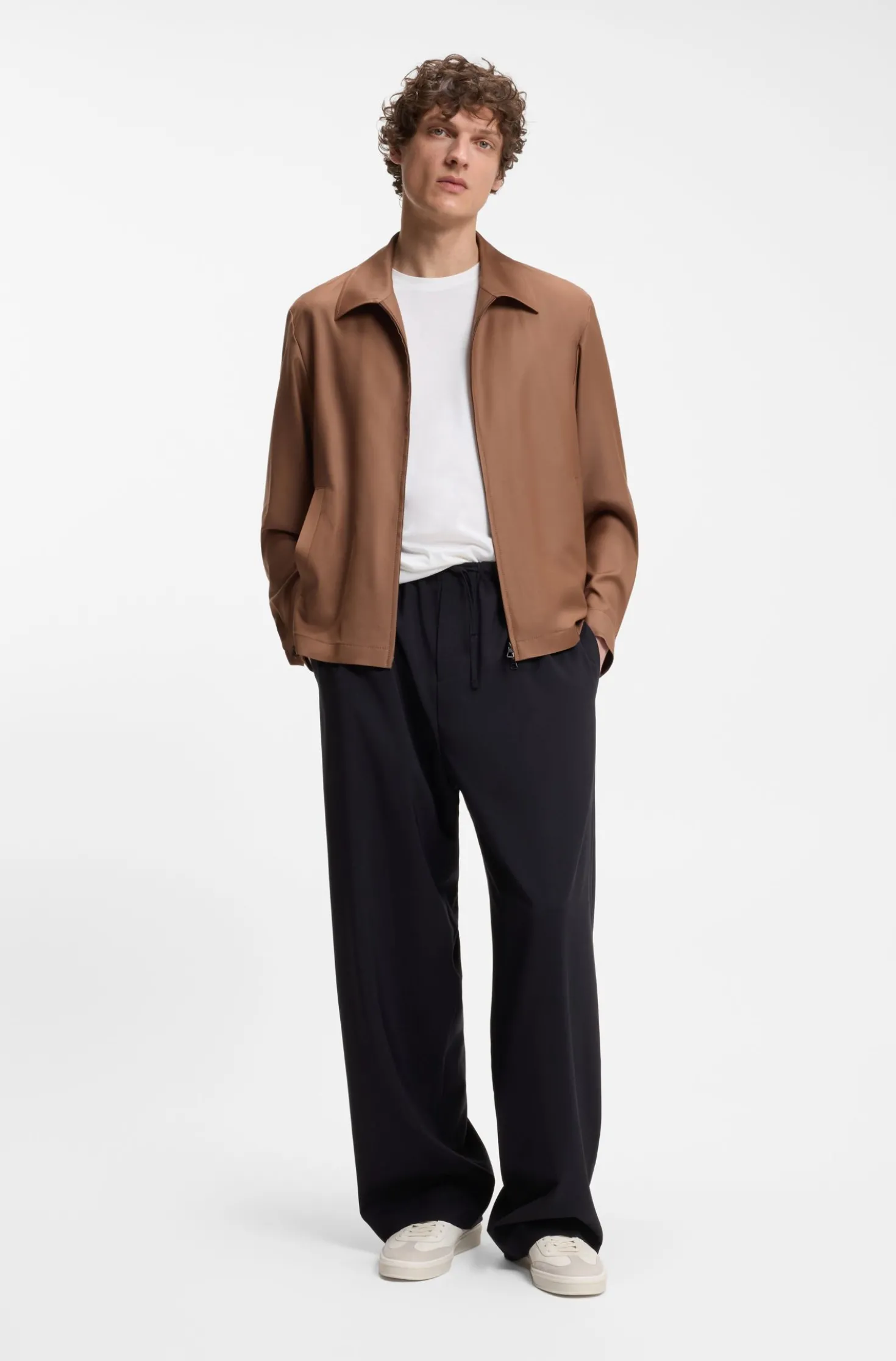 BOSS BY BECKHAM Hose mit Tunnelzug am Bund aus Schurwolle