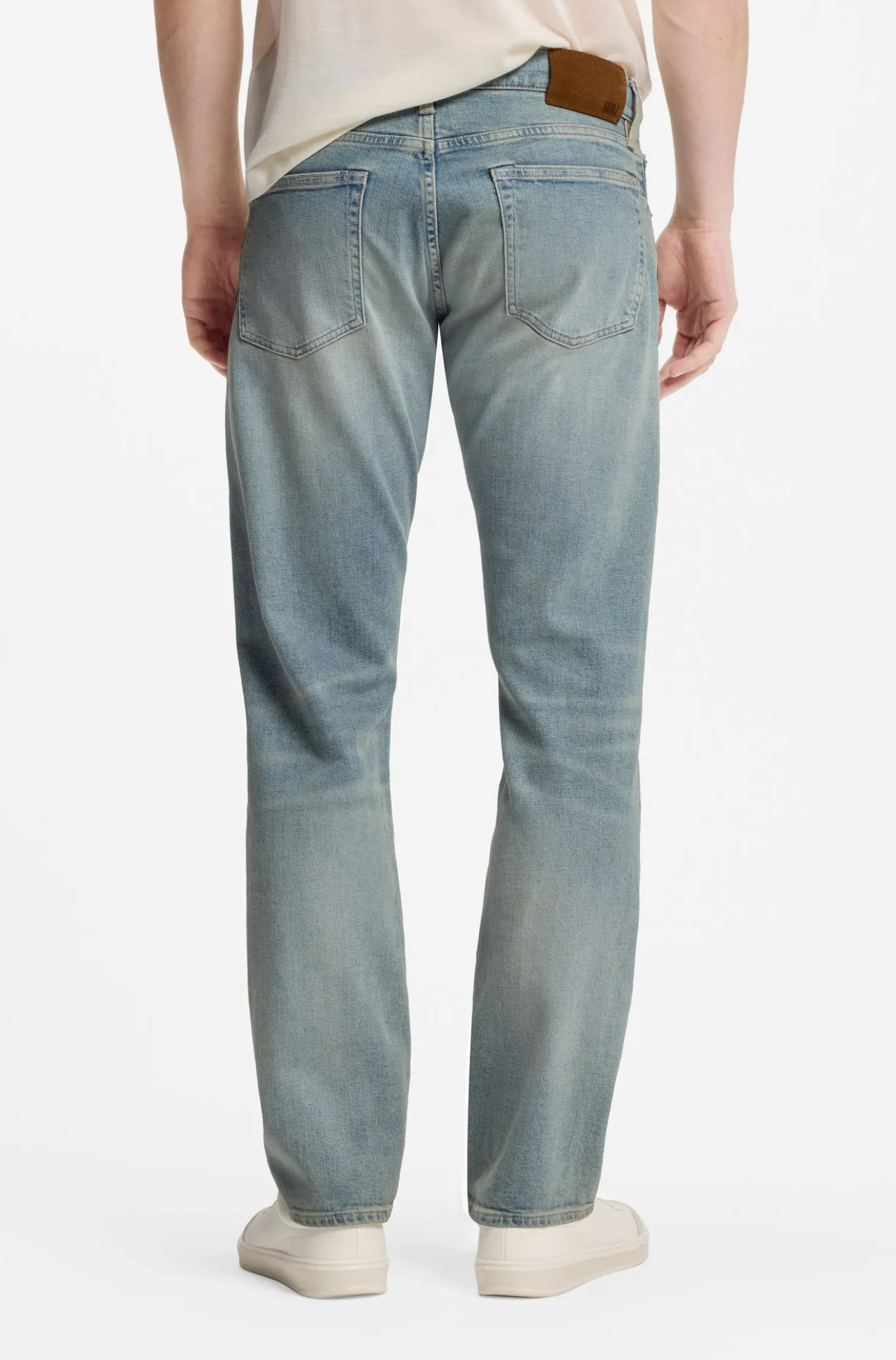 BOSS BY BECKHAM Slim-Fit Jeans aus blauem Stretch-Denim