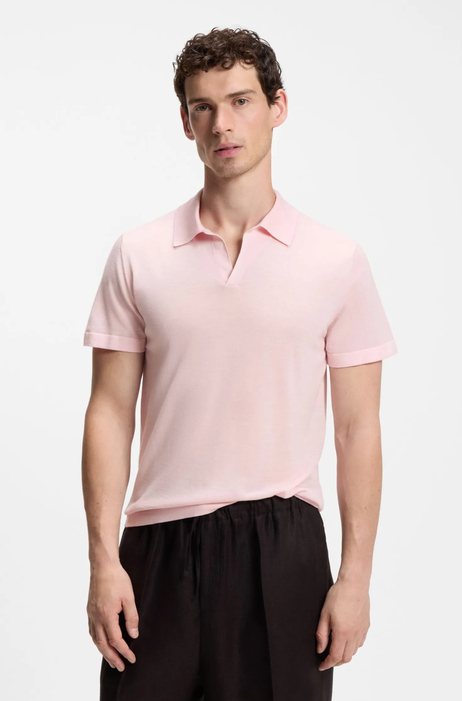 BOSS BY BECKHAM Strick-Polo aus Schurwolle