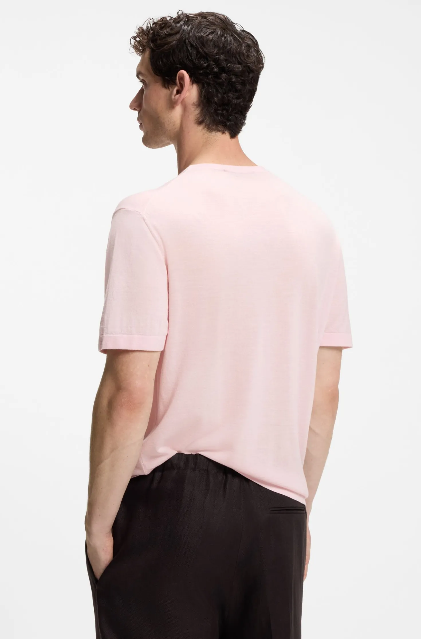 BOSS BY BECKHAM Strick-T-Shirt aus Schurwolle