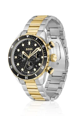 BOSS Chronomatix zweifarbige Uhr mit Monogramm-Struktur auf dem Zifferblatt