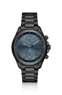 BOSSLETIC schwarz beschichtete Uhr mit blauem Zifferblatt