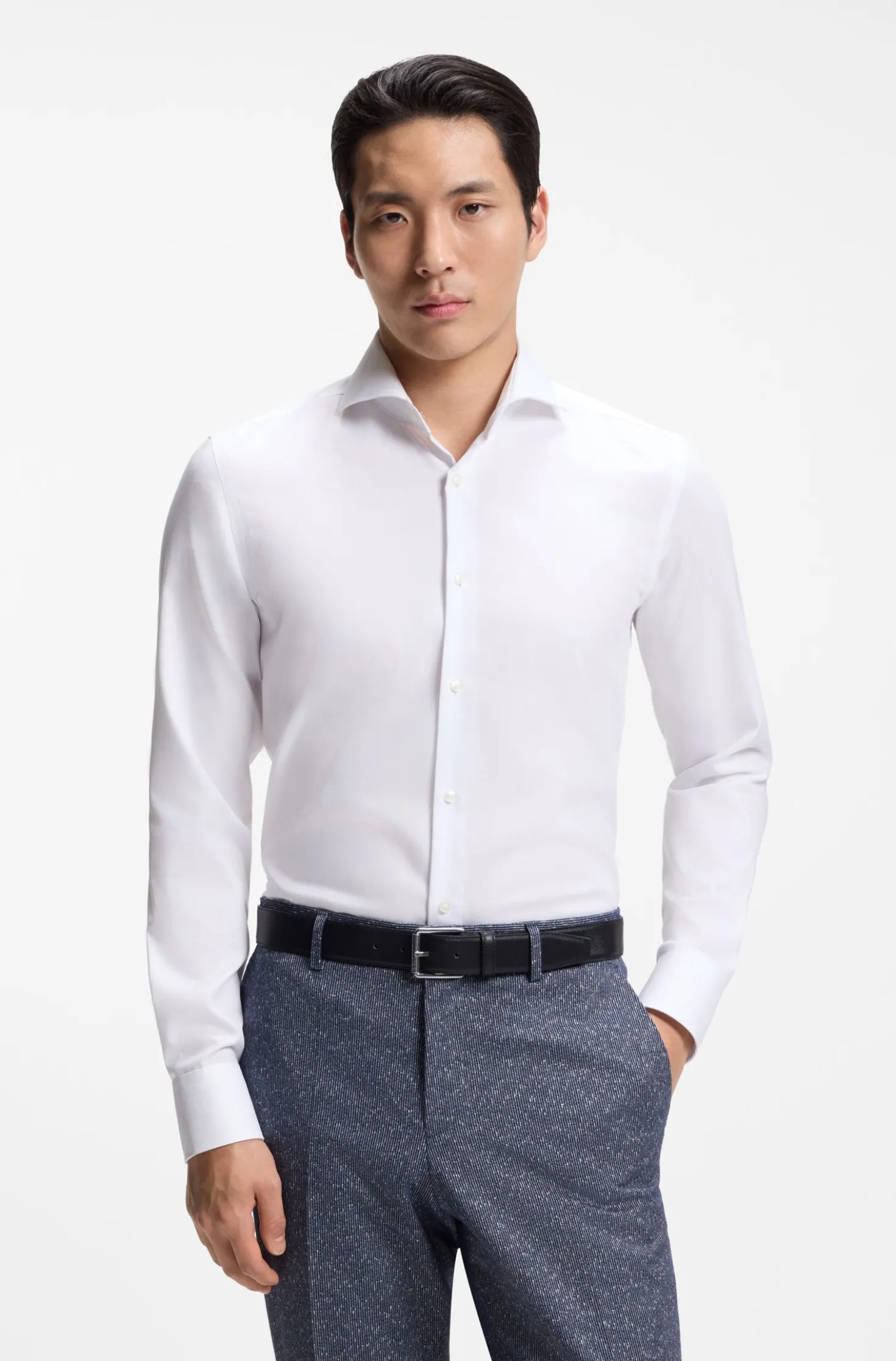 BOSS ONE Slim-Fit Hemd aus knitterfreier Oxford-Baumwolle