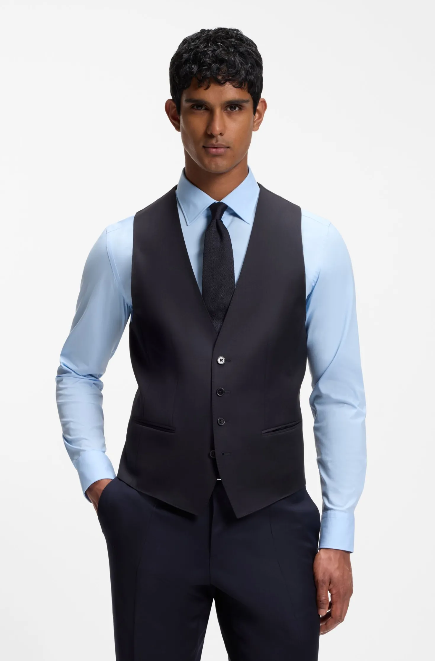 BOSS ONE Slim-Fit Weste aus Schurwoll-Serge