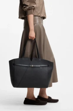 BOSS Revers Tote Bag aus Leder mit Gürtel-Detail