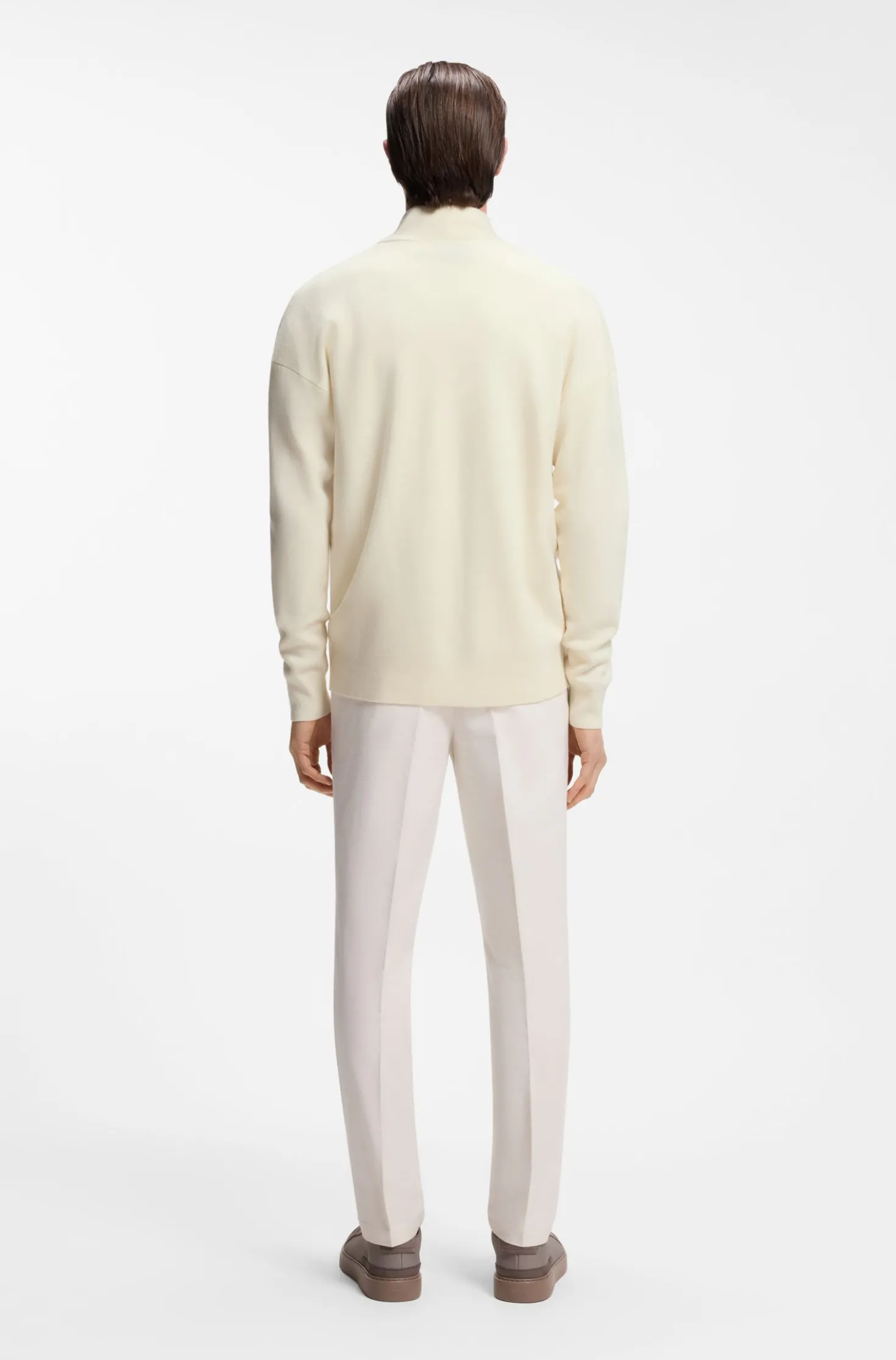 BOSS x ASTON MARTIN Pullover aus Schurwolle mit Troyerkragen