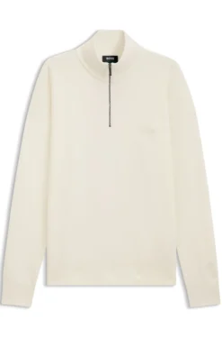 BOSS x ASTON MARTIN Pullover aus Schurwolle mit Troyerkragen