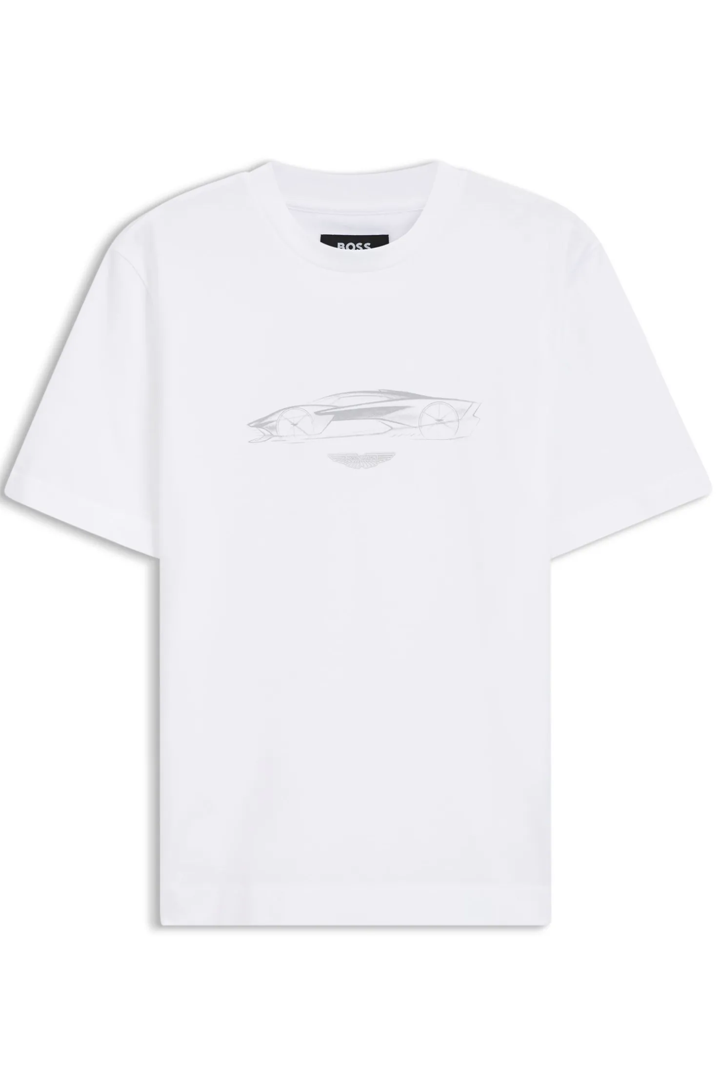 BOSS x ASTON MARTIN T-Shirt aus Baumwolle mit Auto-Grafik