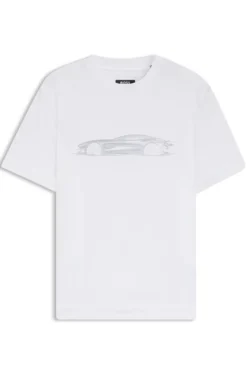 BOSS x ASTON MARTIN T-Shirt aus merzerisierter Baumwolle mit Auto-Artwork