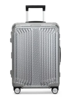 BOSS x Samsonite Handgepäcktrolley aus silberfarbenem Aluminium 55 cm