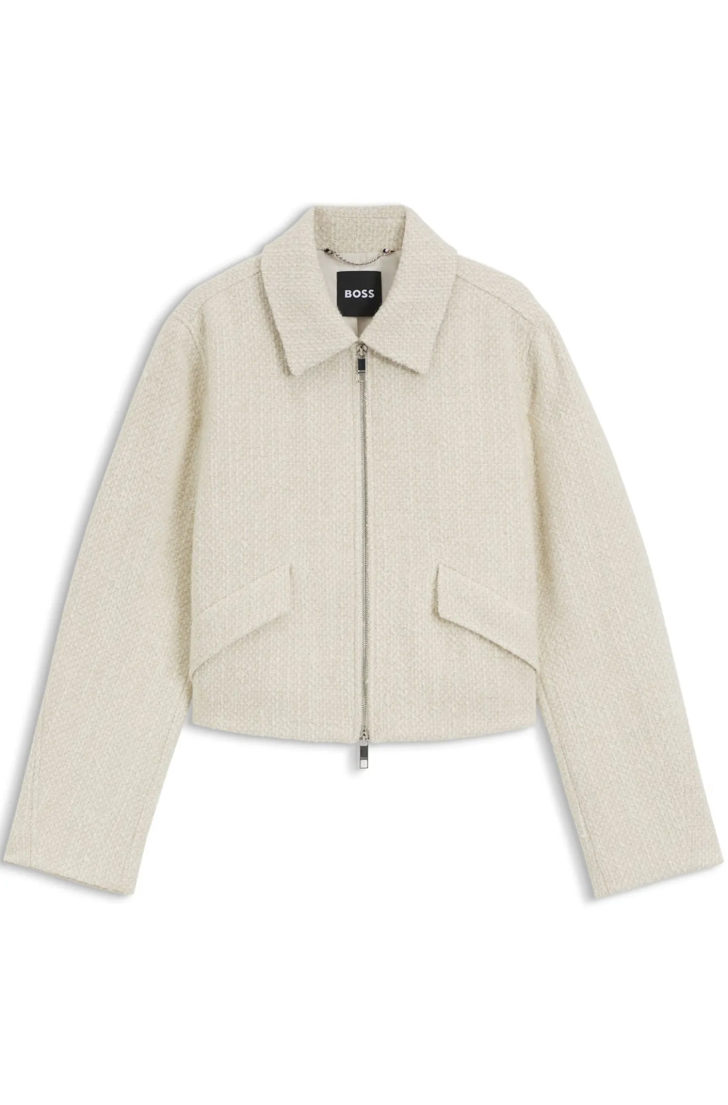 Bouclé Jacke mit Zwei-Wege-Reißverschluss