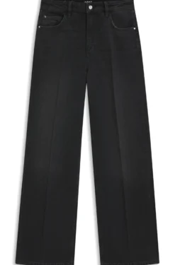 Boyfriend-Fit Jeans aus festem grauem Denim