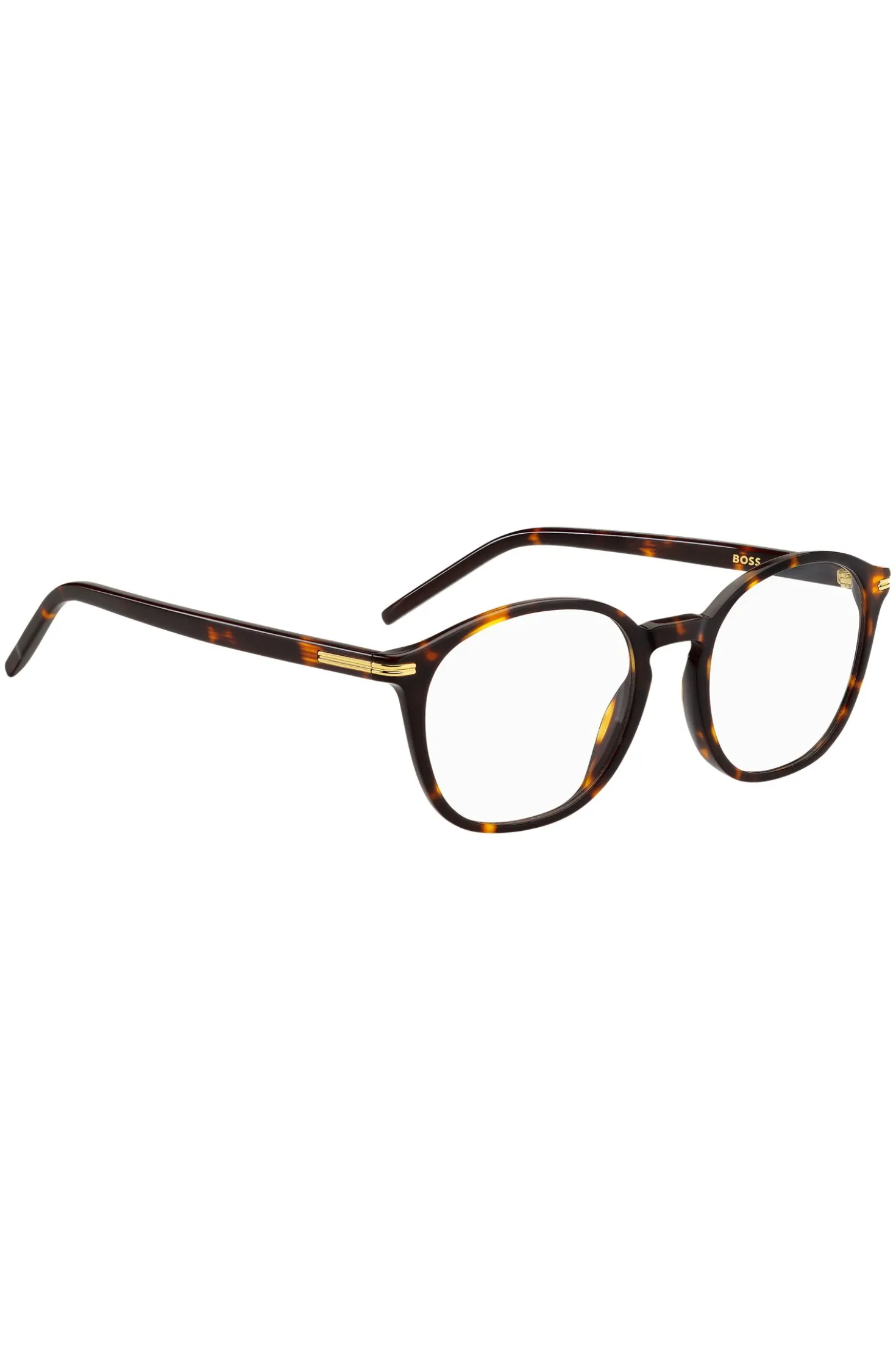 Brillenfassung aus Acetat mit Havanna-Muster und goldfarbenen Metalldetails