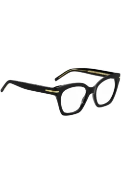 Brillenfassung aus schwarzem Acetat mit goldfarbenen Metalldetails