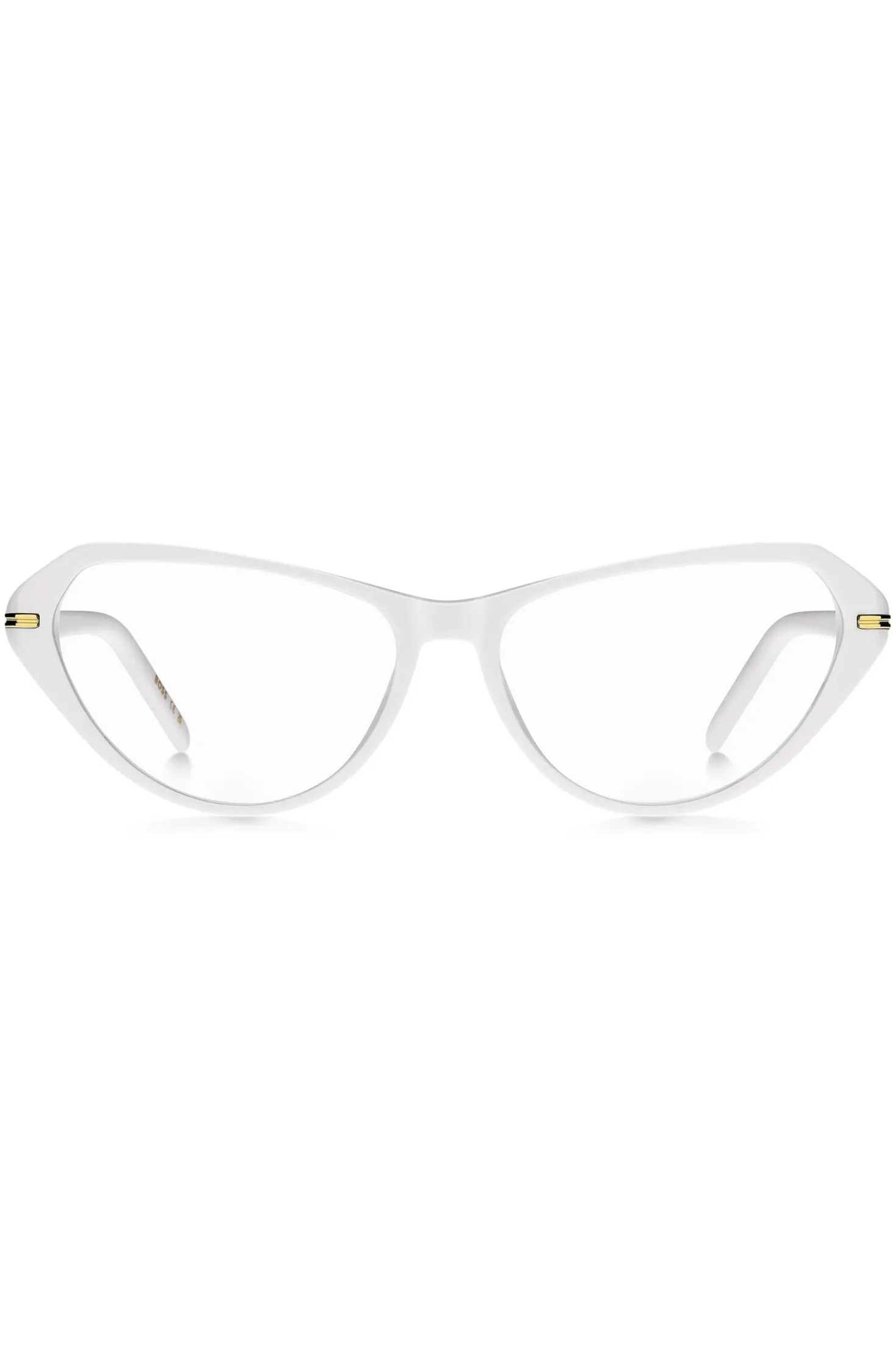 Brillenfassung aus weißem Acetat mit goldfarbenen Metalldetails