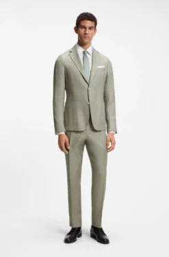 Bundfaltenhose aus Leinen-Mix