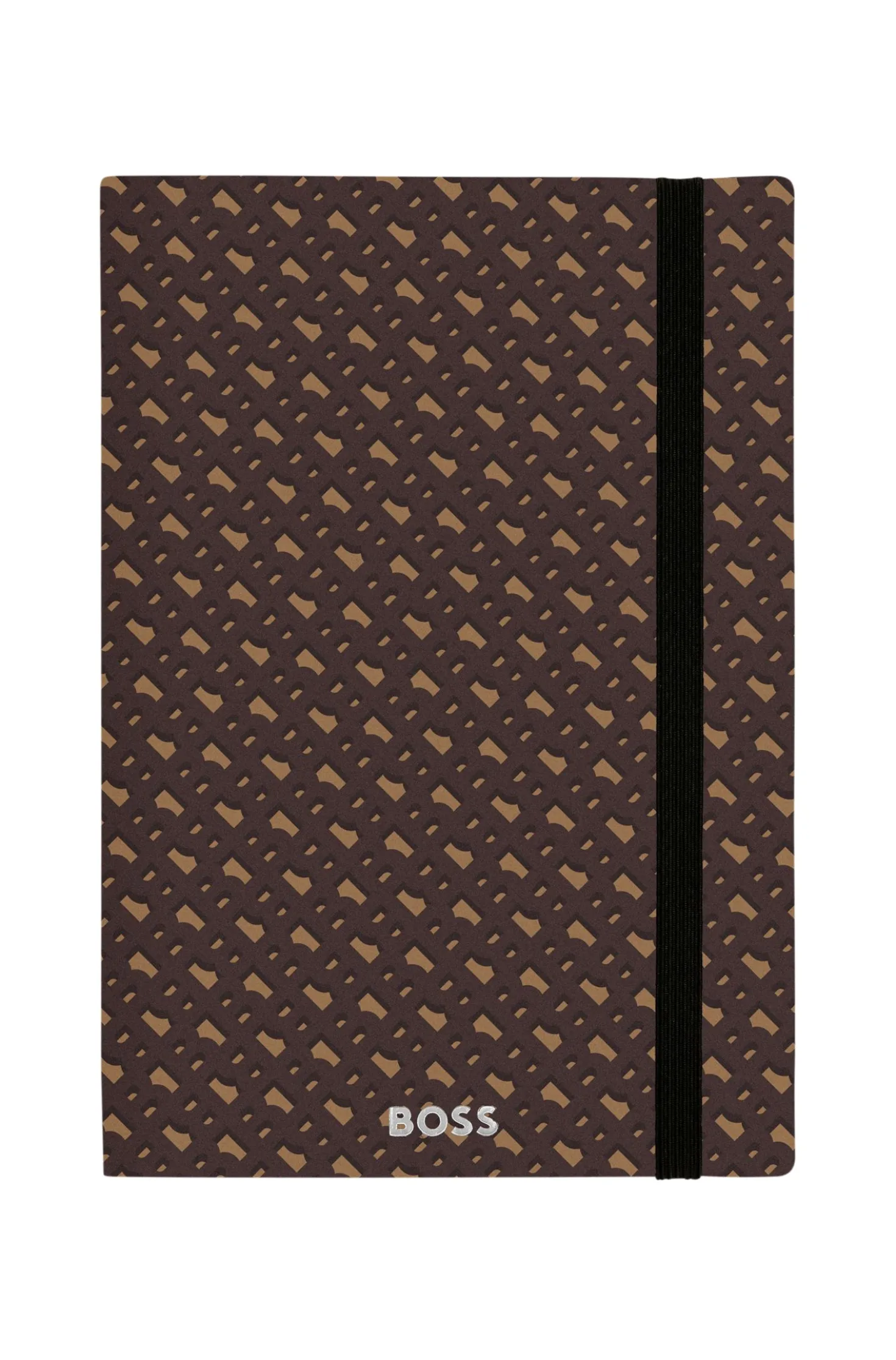 Camelfarbenes DIN-A5-Notizbuch mit Monogramm-Muster