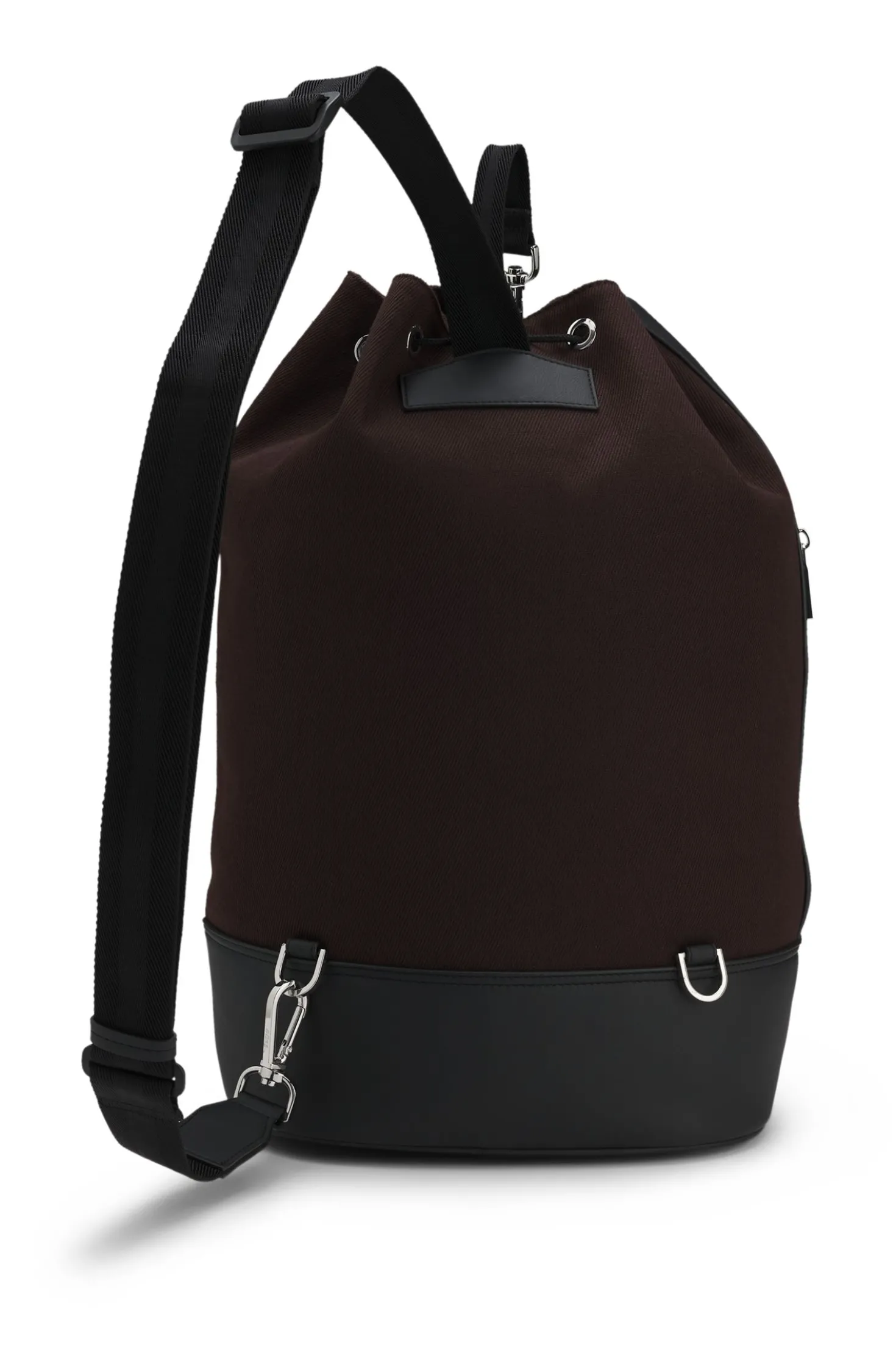 Canvas-Beuteltasche mit Besätzen in Leder-Optik