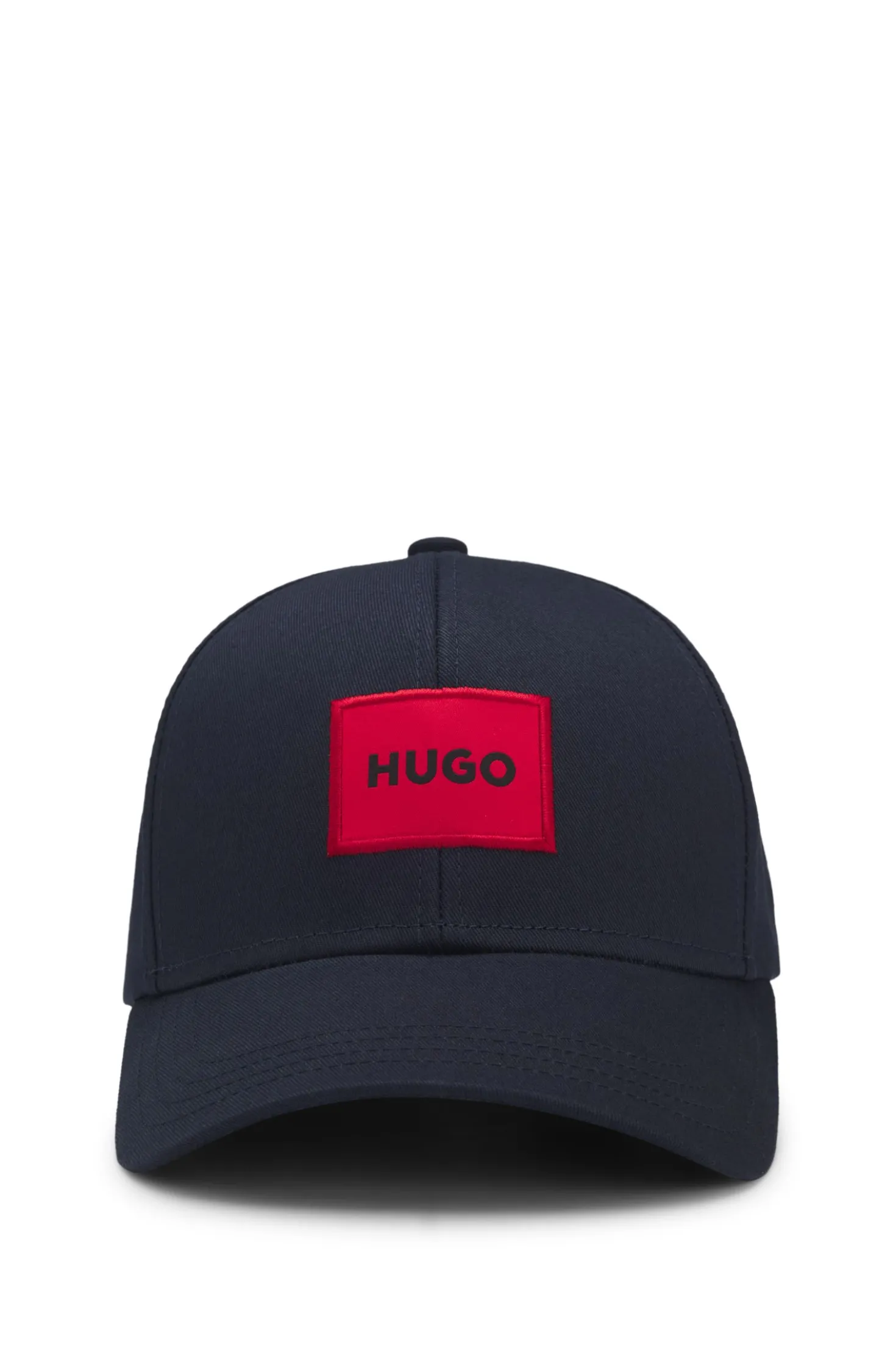 Cap aus Baumwoll-Twill mit rotem Logo-Label