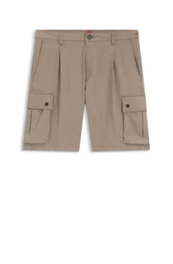 Cargo-Shorts aus Stretch-Baumwolle mit Bundfalten vorn