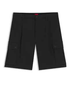 Cargo-Shorts aus Stretch-Baumwolle mit Bundfalten vorn