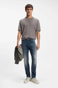 Delaware Schwarzblaue Slim-Fit Jeans aus bequemem Stretch-Denim