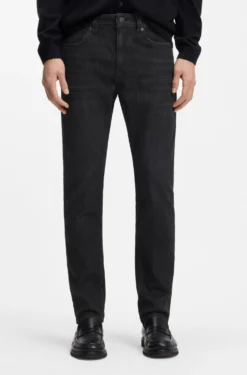 Delaware Slim-Fit Jeans aus knitterfreiem Denim in Grau