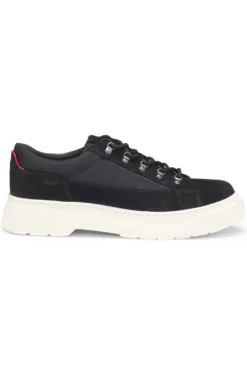 Derbys aus Veloursleder mit Canvas-Details