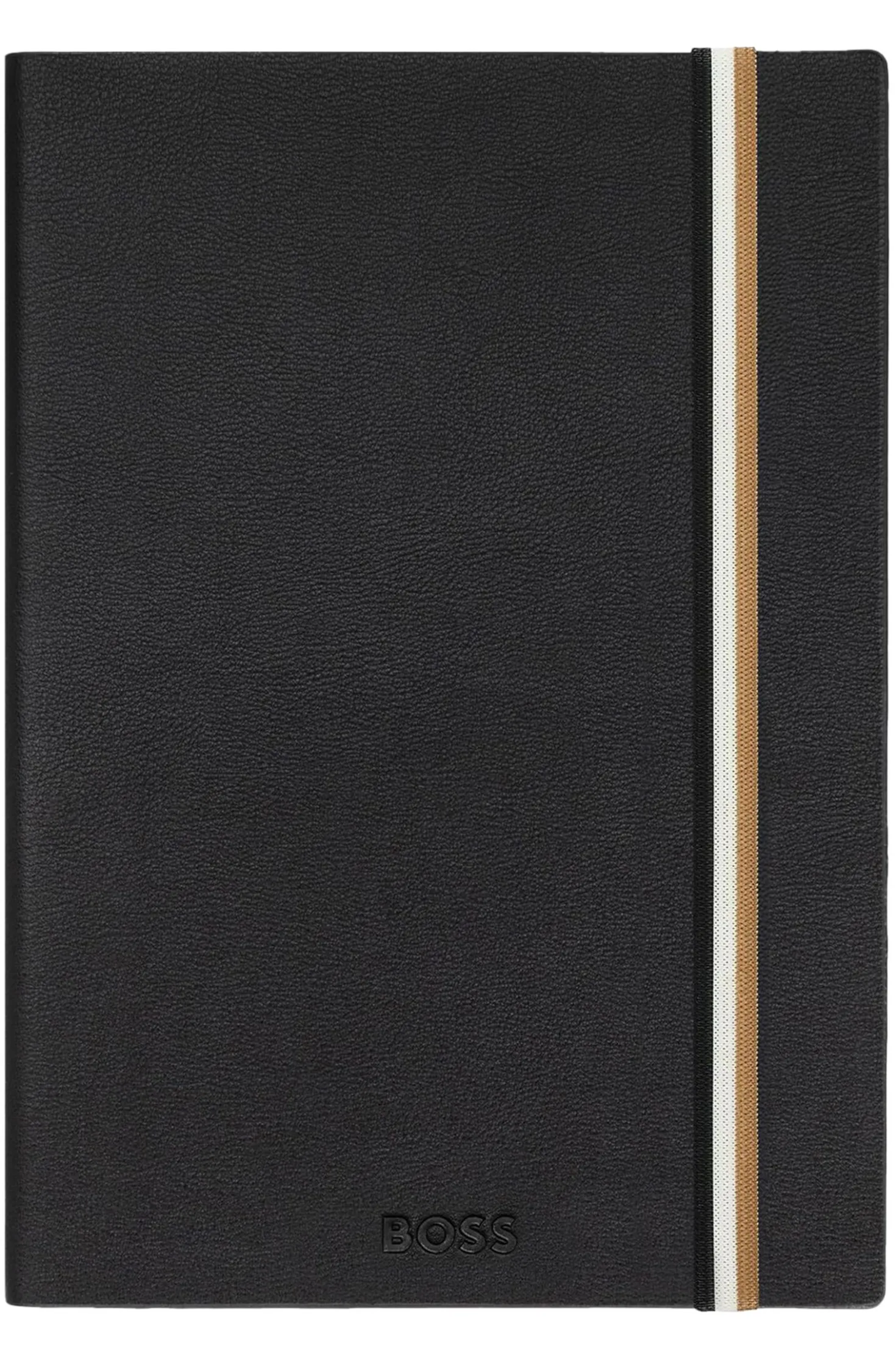 DIN-A5-Notizbuch aus schwarzem Kunstleder mit Signature-Streifen-Band