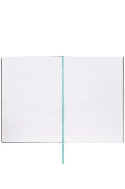 DIN-A5-Notizbuch mit blauem Floral-Print und Folien-Logo