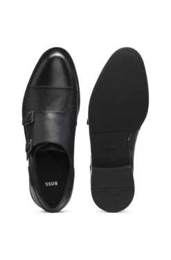 Doppelte Monkstraps aus Leder mit perforiertem Detail