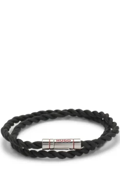Doppeltes Armband aus geflochtenem Leder